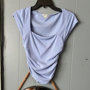 Derek Heart Light Blue Draped Blouse